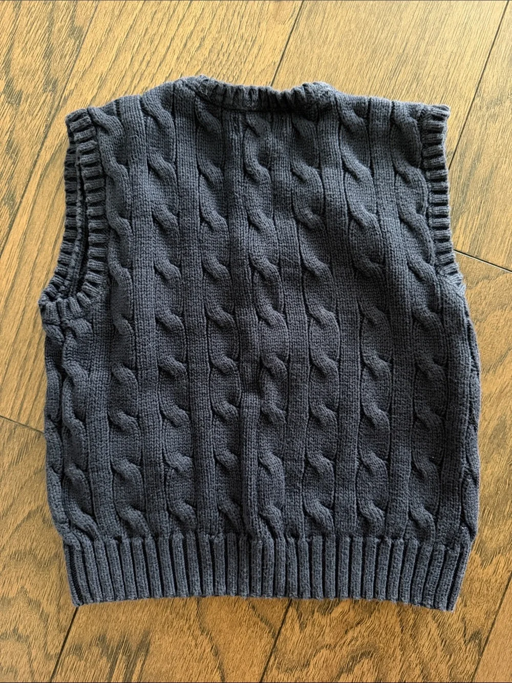Ralph Lauren Navy Cable-Knit V-Neck vest
